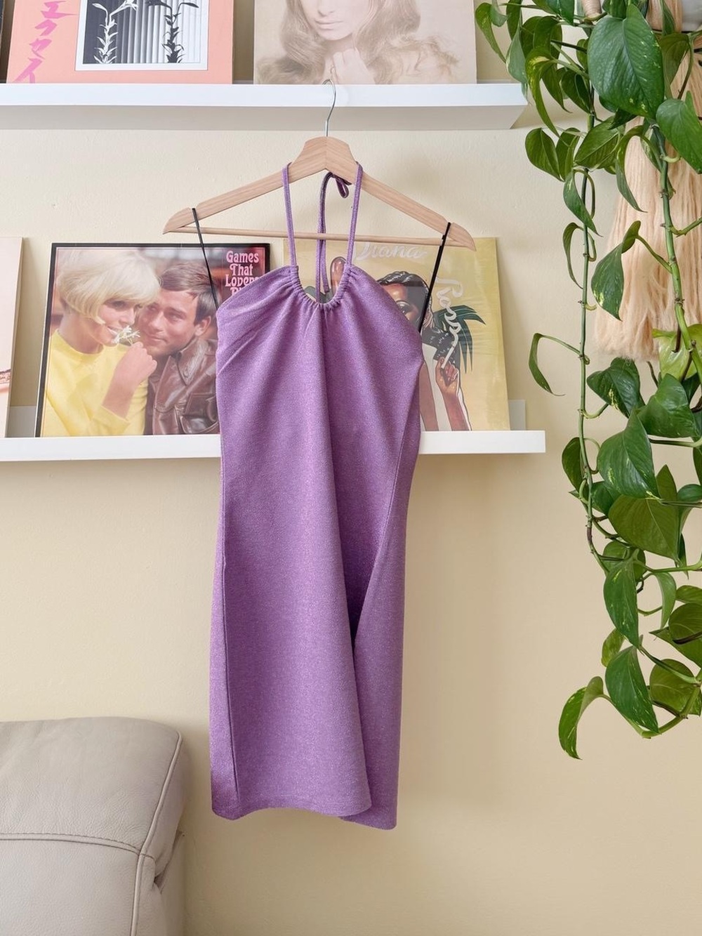 Sparkly Lavender H&M Halter Slip Dress